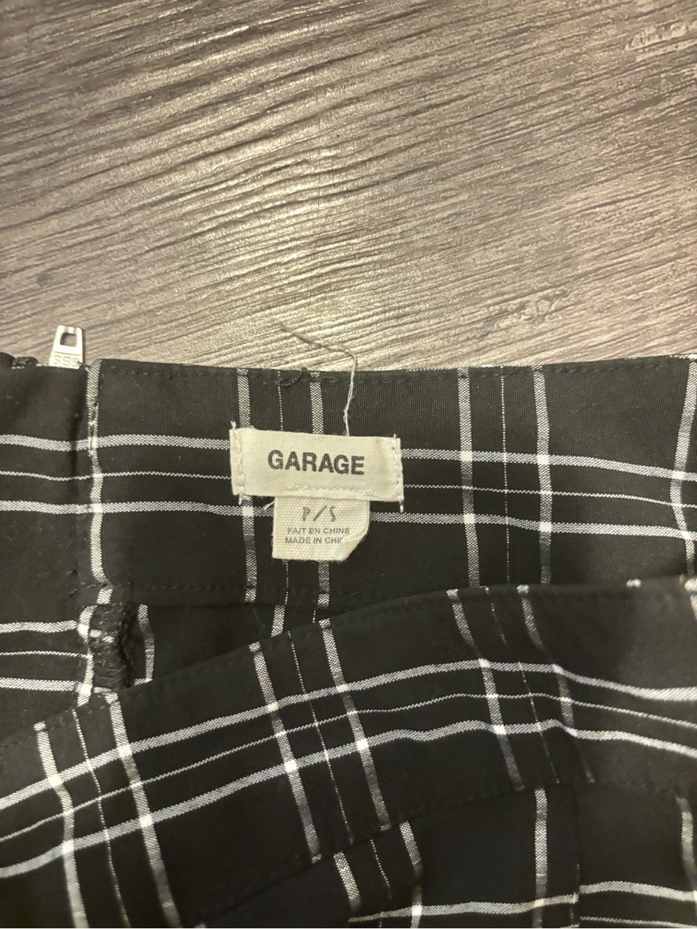 Garage Black Plaid Mini Skirt with White Windowpane - Picture 5 of 5